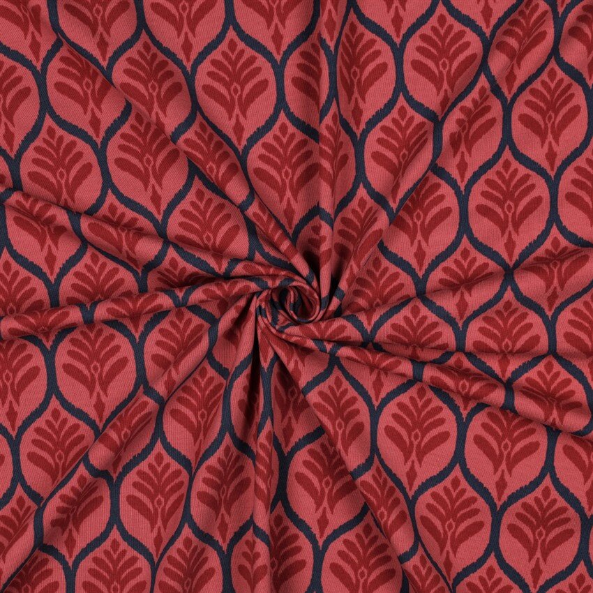 Baumwolljersey Ornament Waben - dunkelrosa