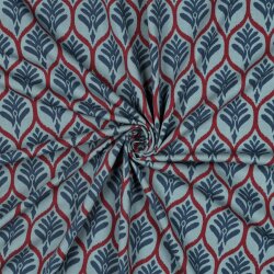 Baumwolljersey Ornament Waben - hellpetrol