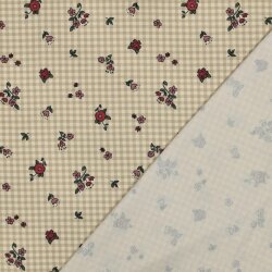 Baumwolljersey bunte Blumen - natur/salbei