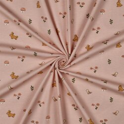 Baumwolljersey Hasen & Vögel - hellmalve