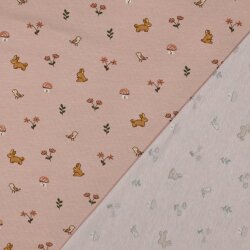 Baumwolljersey Hasen & Vögel - hellmalve