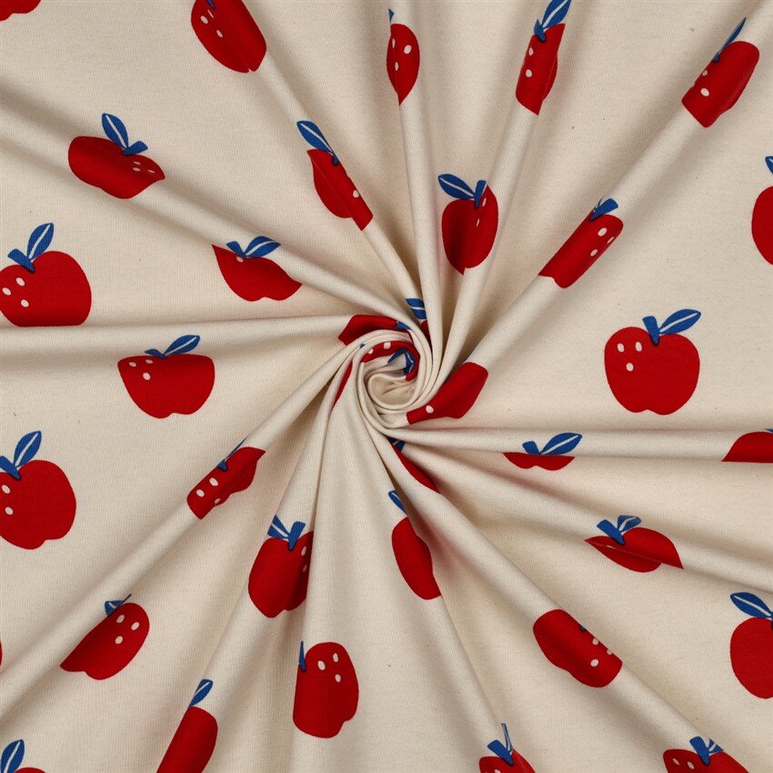 Baumwolljersey Äpfel - natur