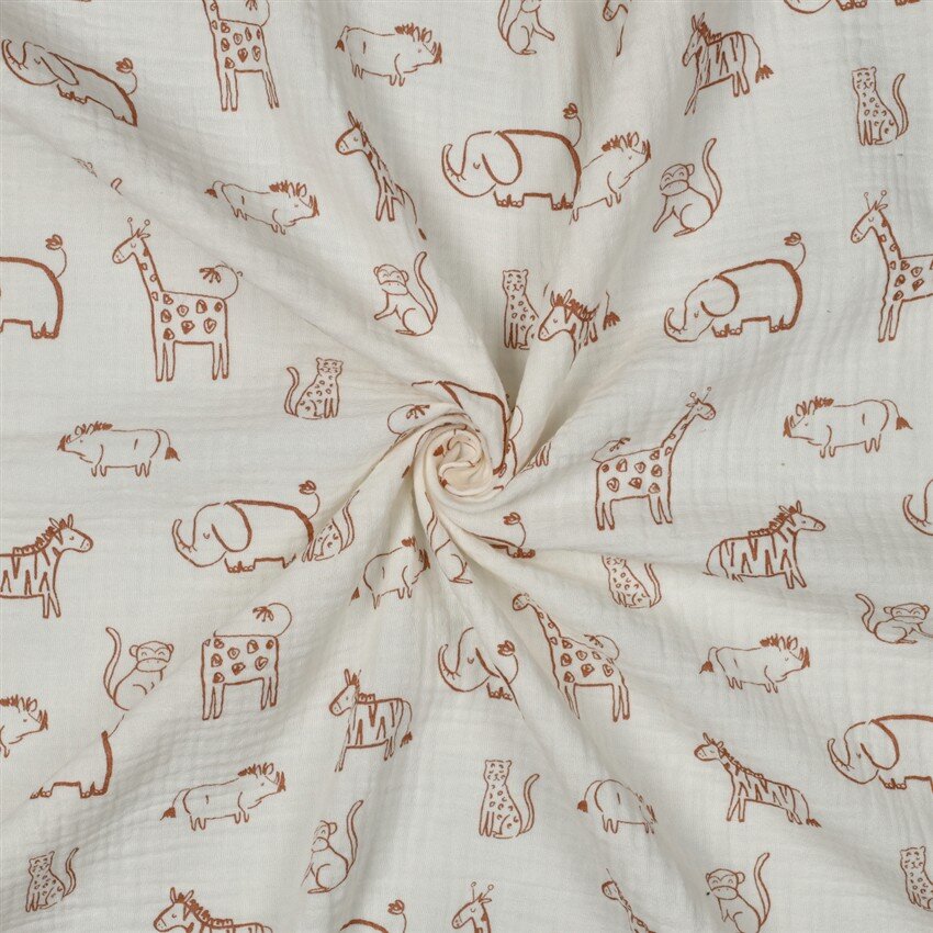 Musselin Safari Tiere - altweiß