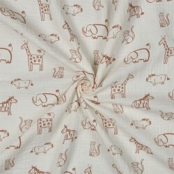 Musselin Safari Tiere - altweiß