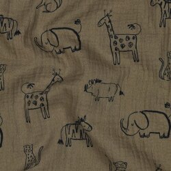 Musselin Safari Tiere - grünbraun