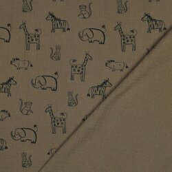 Musselin Safari Tiere - grünbraun