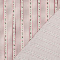 Musselin Digital Kariert Blumenstreifen - pink