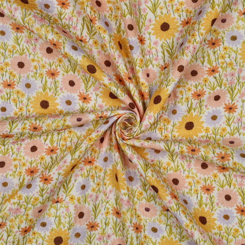 Musselin Digital Sonnenblumen - hellgelb
