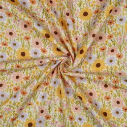 Musselin Digital Sonnenblumen - hellgelb