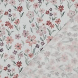 Musselin Digital Blumen - weiß