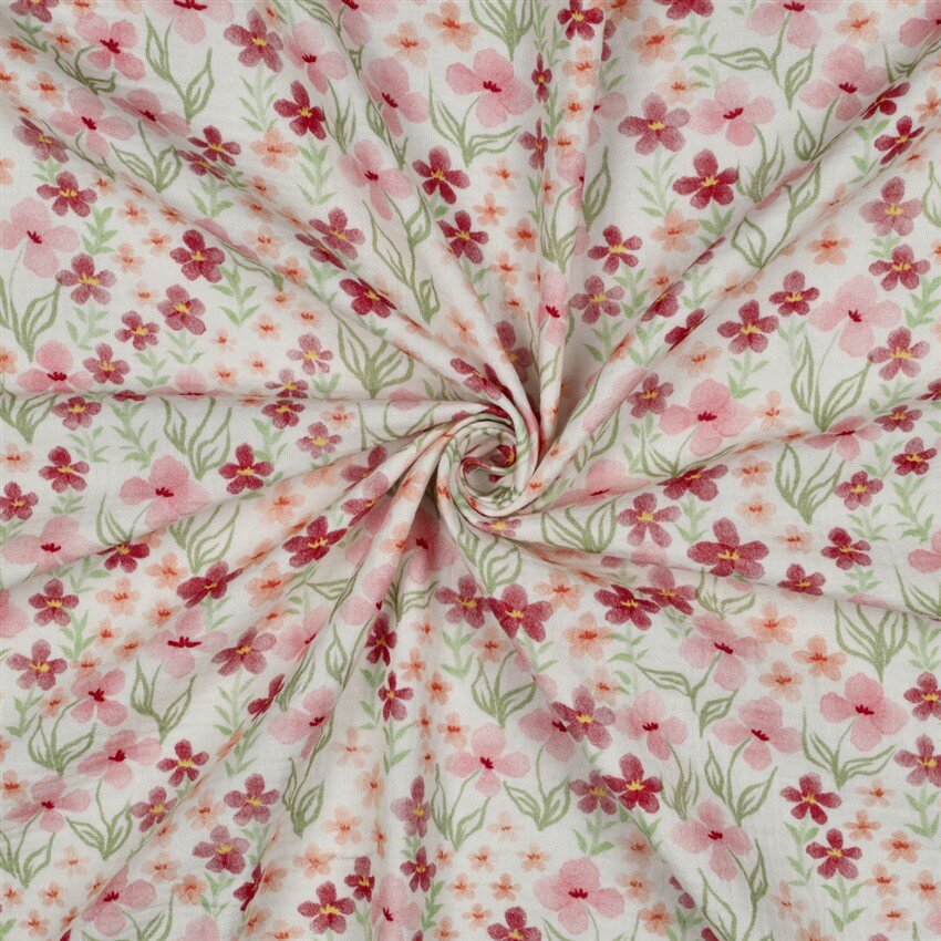 Musselin Digital Frühlingswiese- pink