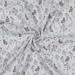Musselin Organic Häschen mit Blumen - weiß