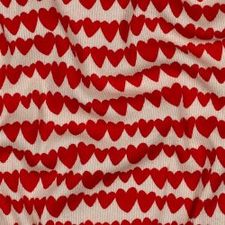 Rippenjersey Herzreihen - natur