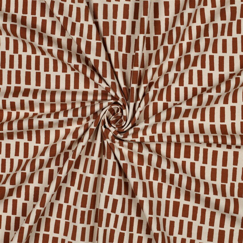 Baumwolljersey Organic Rechtecke - natur/karamell