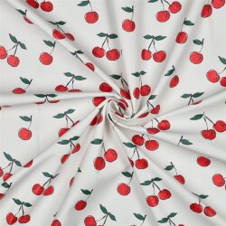 Regenjackenstoff Kirschen - weiß