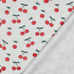 Regenjackenstoff Kirschen - weiß