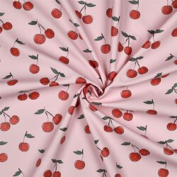 Regenjackenstoff Kirschen - hellrosa