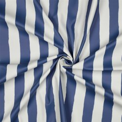 Regenjackenstoff Blockstreifen - jeansblau/weiß
