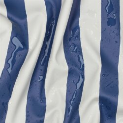 Regenjackenstoff Blockstreifen - jeansblau/weiß