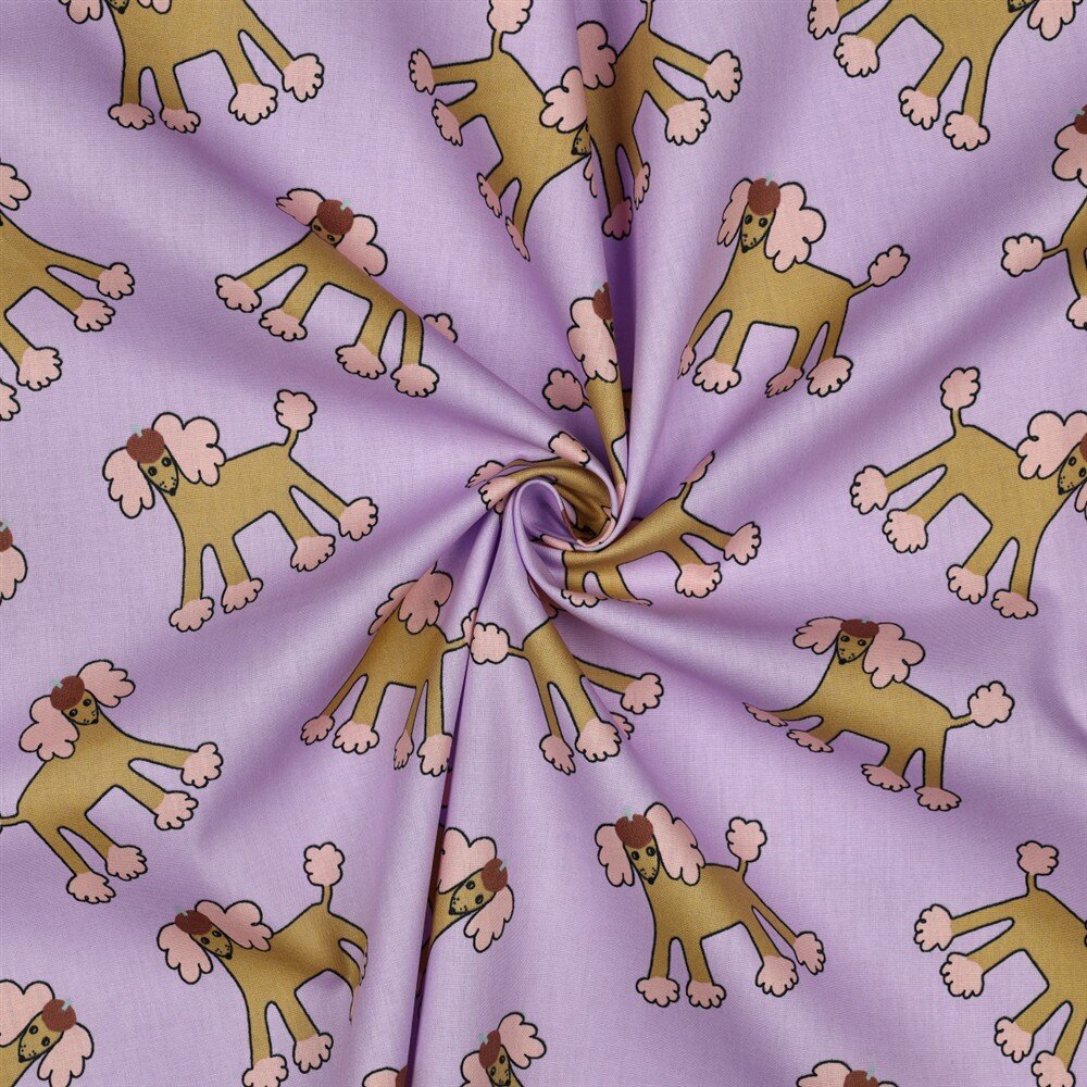 Baumwollpopeline Organic Jennifer Bouron bunte Pudel - softlila