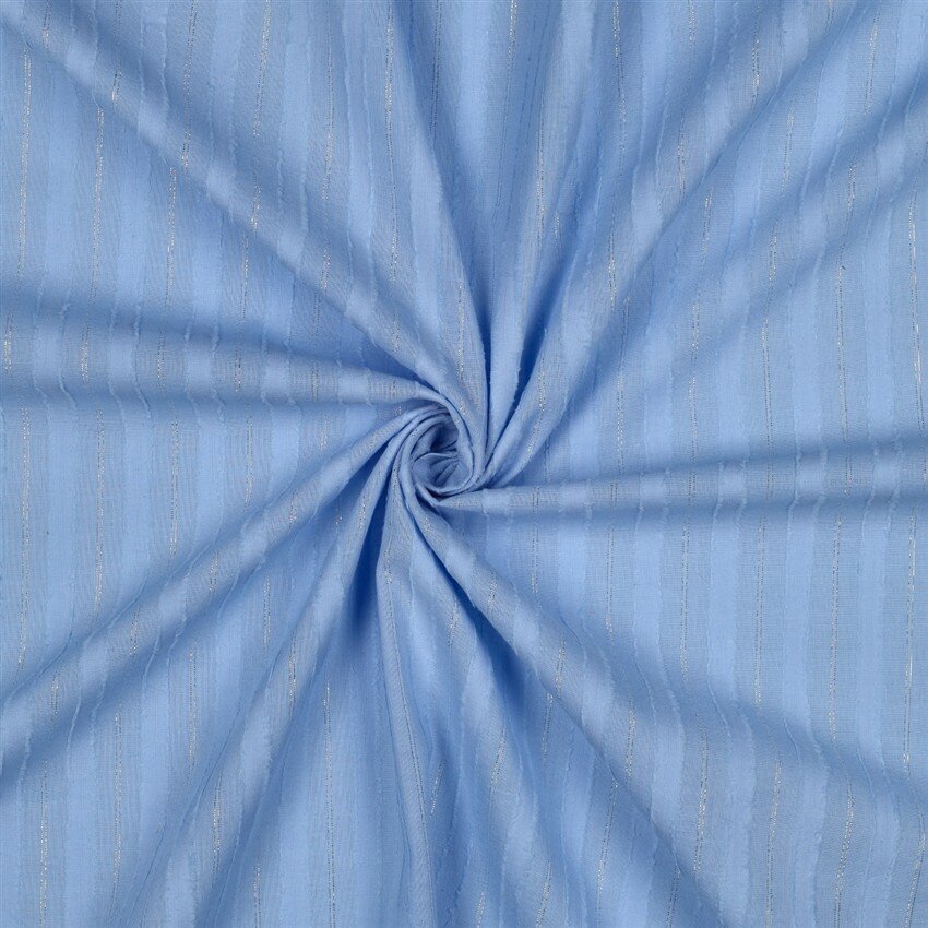Baumwollvoile Lurex Streifen - hellblau