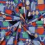 FrenchTerry Organic Digital Jennifer Bouron bunte Formen - stahlblau