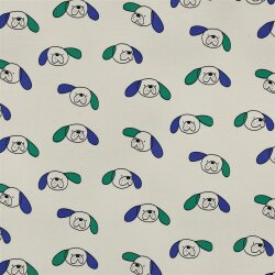 French Terry Organic Jennifer Bouron Hundeköpfe - natur/grün