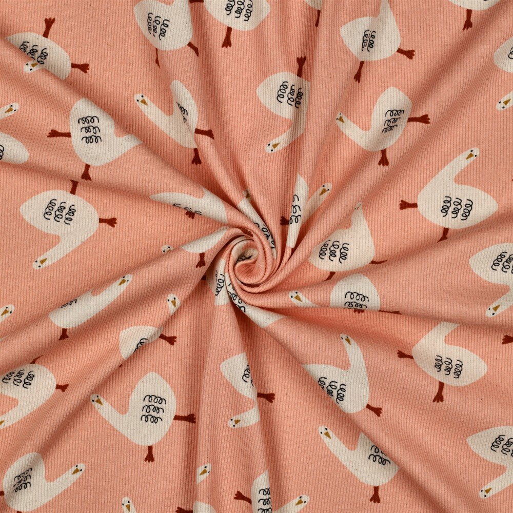 Rippenjersey Organic Jennifer Bouron lustige Gänse - softlachs