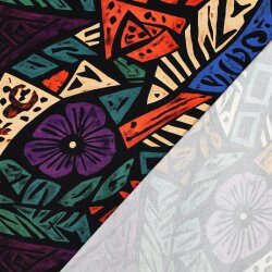 Viskosejersey bunte Kunst - schwarz