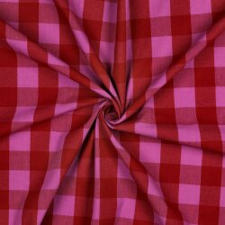 Baumwollpopeline Garngefärbt XXL Karos - rot/hellpink