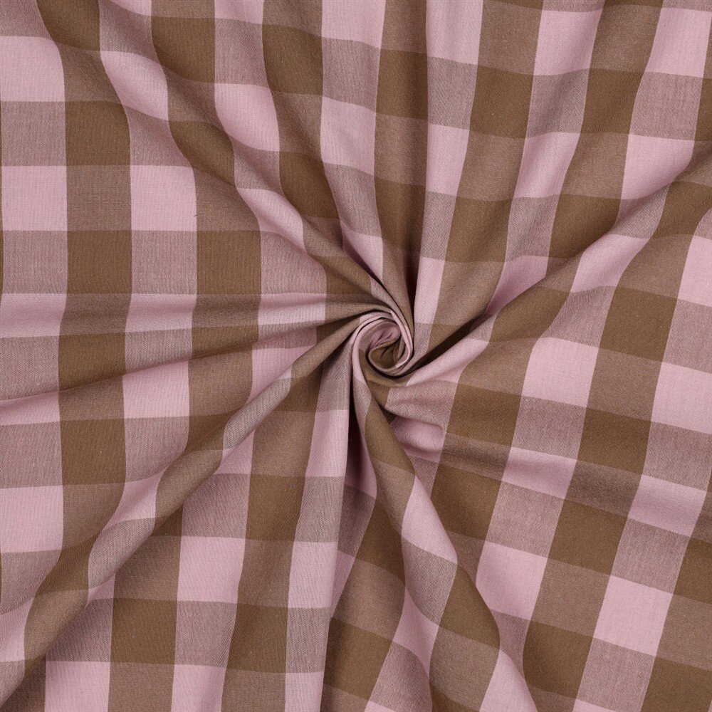 Baumwollpopeline Garngefärbt XXL Karos - hellrosa/braun