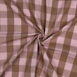 Baumwollpopeline Garngefärbt XXL Karos - hellrosa/braun