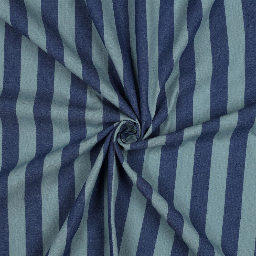 Baumwollpopeline Garngefärbt XXL Streifen - blau/schattengrün