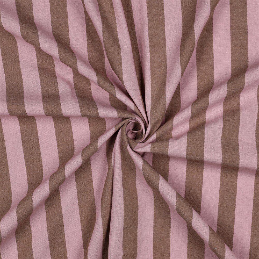 Baumwollpopeline Garngefärbt XXL Streifen - hellrosa/braun