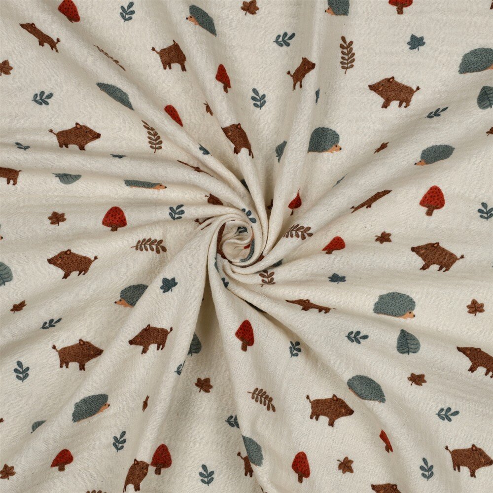 Musselin Organic Waldtiere - natur
