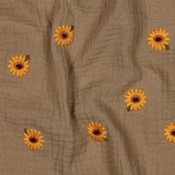 Musselin Bestickt SonnenBlumen - cappucchino
