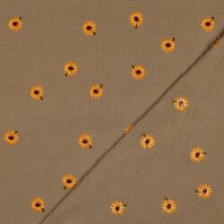Musselin Bestickt SonnenBlumen - cappucchino