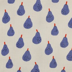 Musselin Organic Jennifer Bouron Birnen - natur/rauchblau
