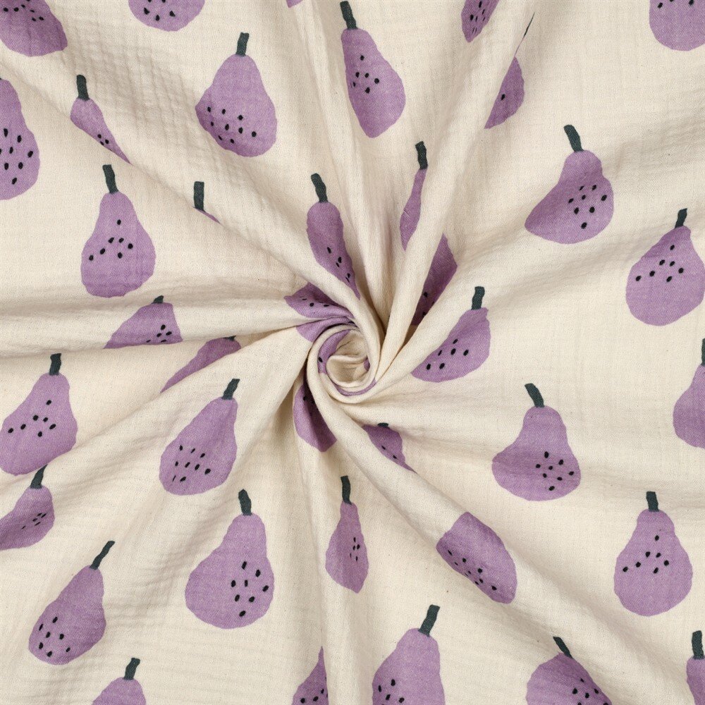 Musselin Organic Jennifer Bouron Birnen - natur/helllila