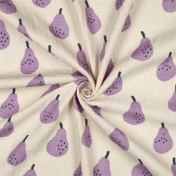 Musselin Organic Jennifer Bouron Birnen - natur/helllila