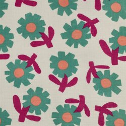 Musselin Organic Jennifer Bouron Blumenregen - natur/wiesengrün