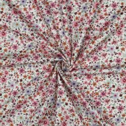 Baumwollpopeline kleines Blumenmeer - weiß