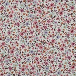 Baumwollpopeline kleines Blumenmeer - weiß