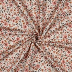 Baumwollpopeline kleines Blumenmeer - softpfirsich