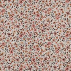 Baumwollpopeline kleines Blumenmeer - softpfirsich