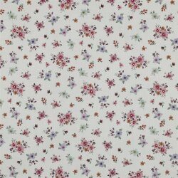 Baumwollpopeline kleine Blumensträuße - weiß