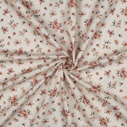 Baumwollpopeline kleine Blumensträuße - softpfirsich