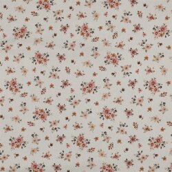 Baumwollpopeline kleine Blumensträuße - softpfirsich