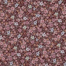 Baumwollpopeline kleines Blumenmeer - weinrot