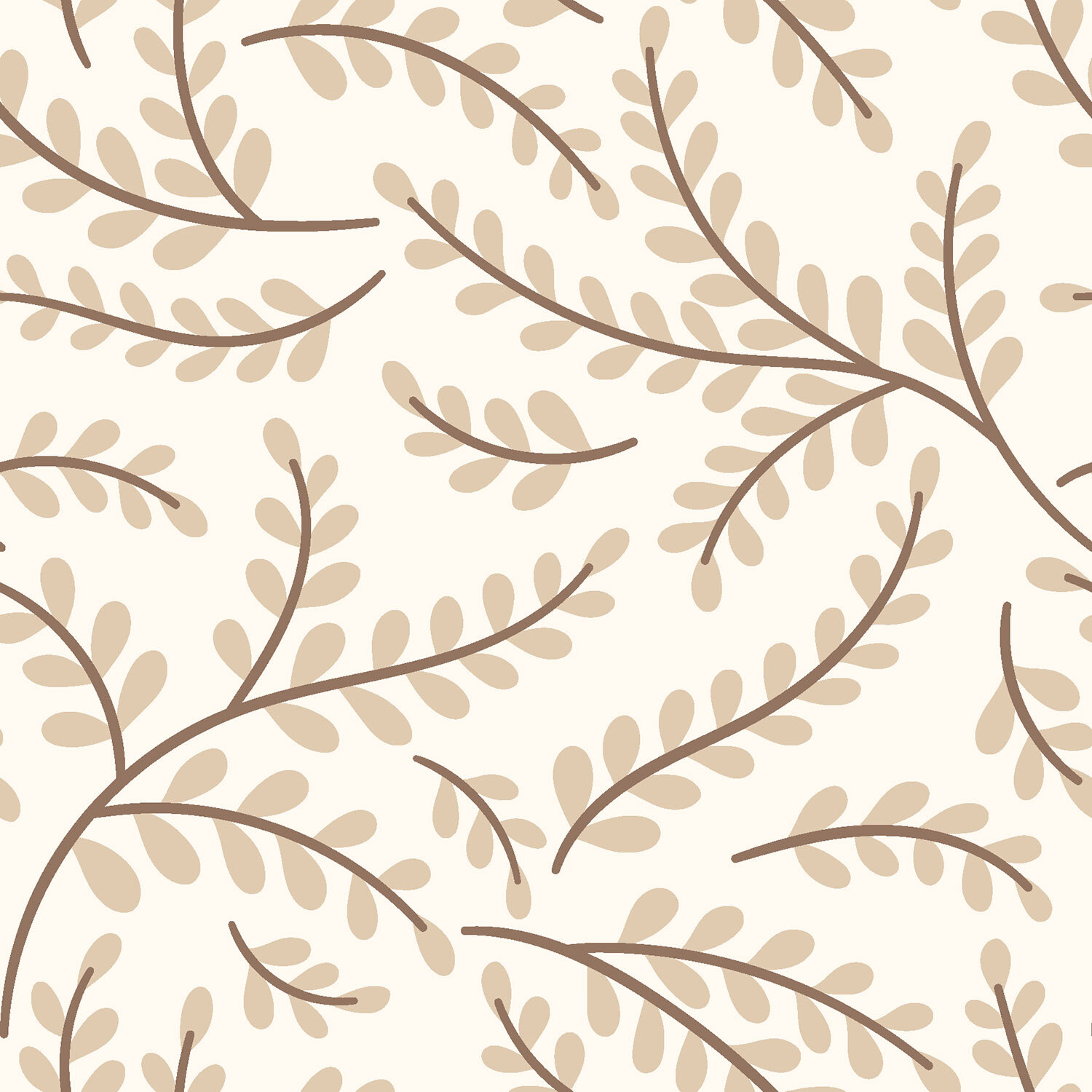 Baumwolljersey Blätterranken - creme